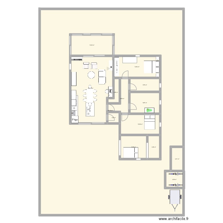 AGRANDISSEMENT. Plan de 14 pièces et 597 m2