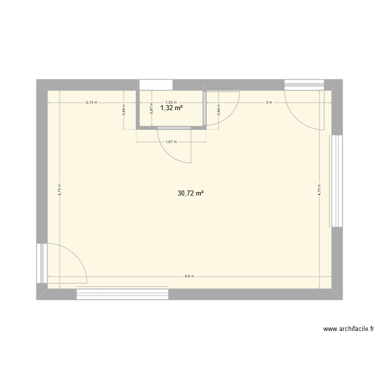 La pépite Margut 1ére version. Plan de 2 pièces et 32 m2