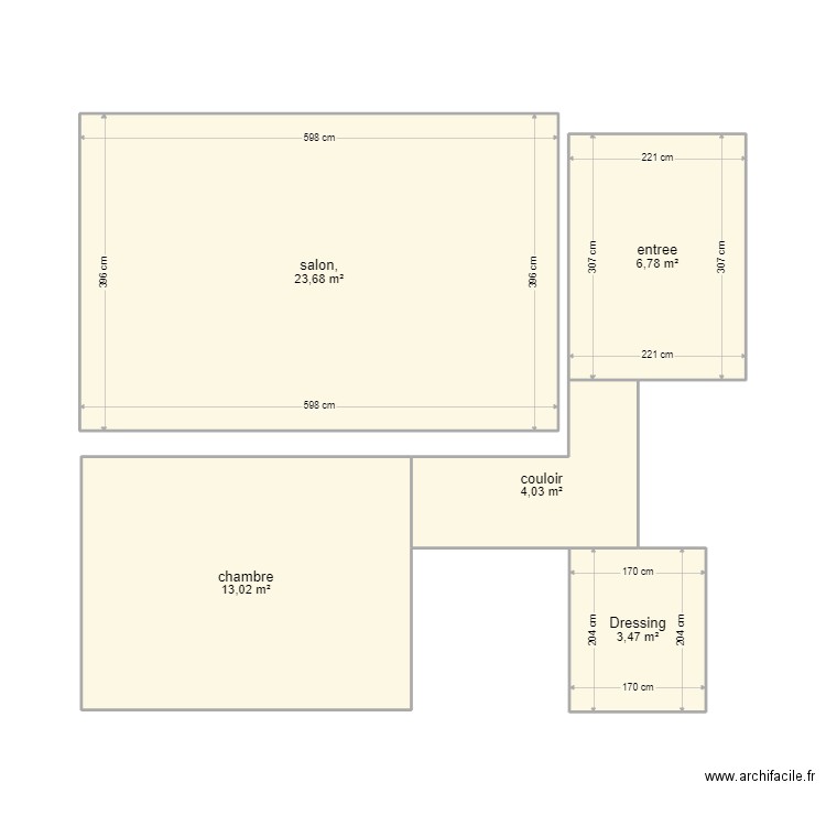plan pour parquet sans plinthe. Plan de 5 pièces et 51 m2