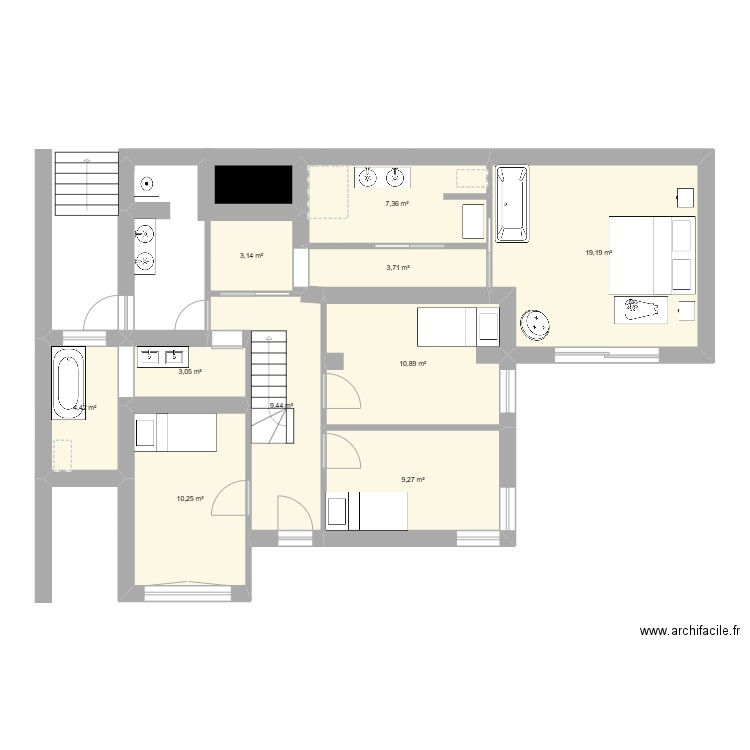 rdc final. Plan de 11 pièces et 83 m2
