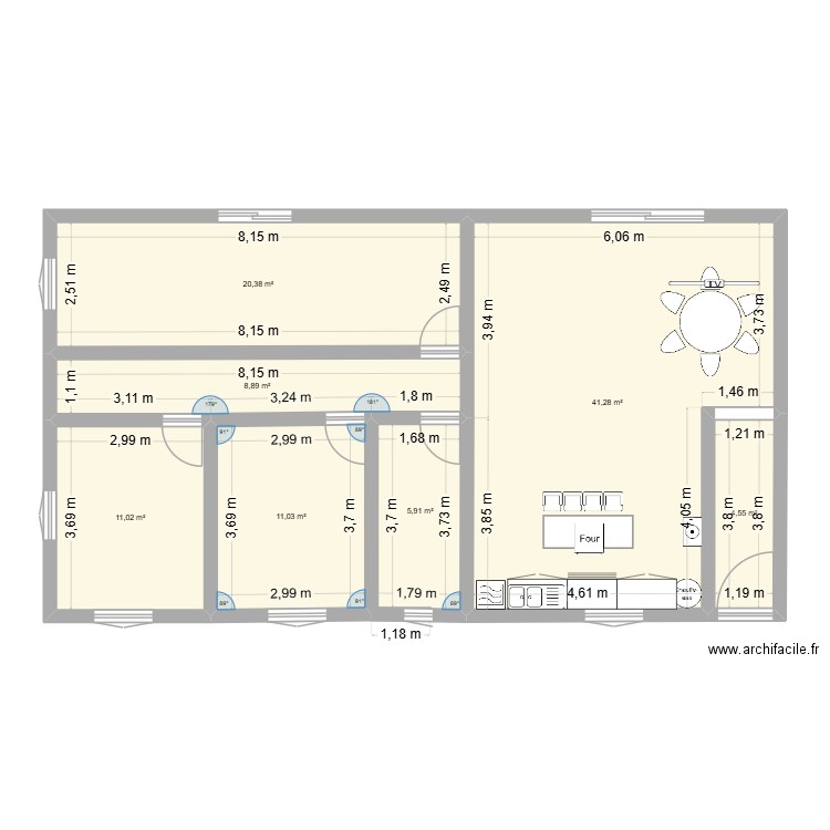 melina poudurac. Plan de 7 pièces et 103 m2