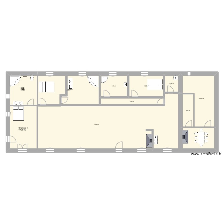 Arthur. Plan de 8 pièces et 232 m2