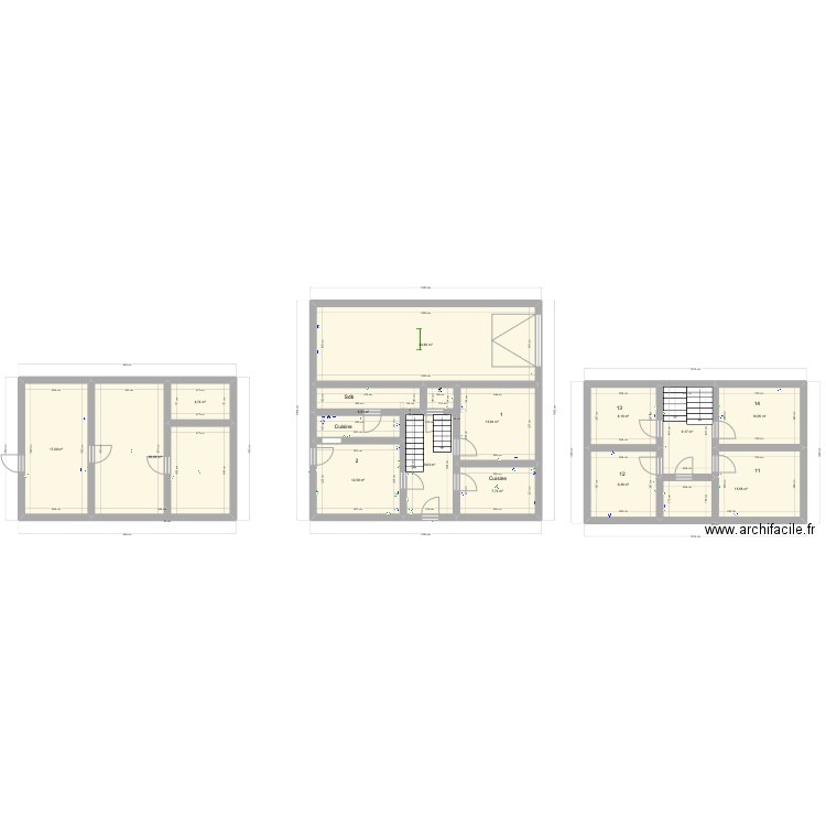 Foureur. Plan de 14 pièces et 192 m2