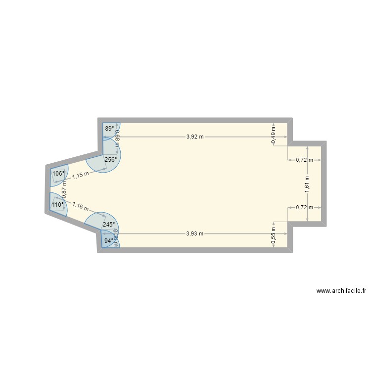 BUANDRIE 15 JANVIER. Plan de 1 pièce et 13 m2