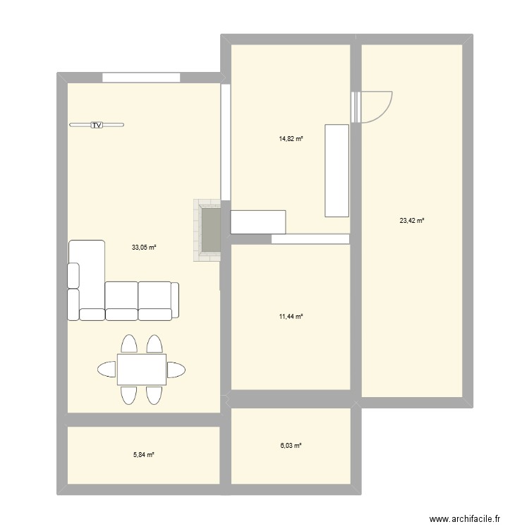 Rakba. Plan de 6 pièces et 95 m2