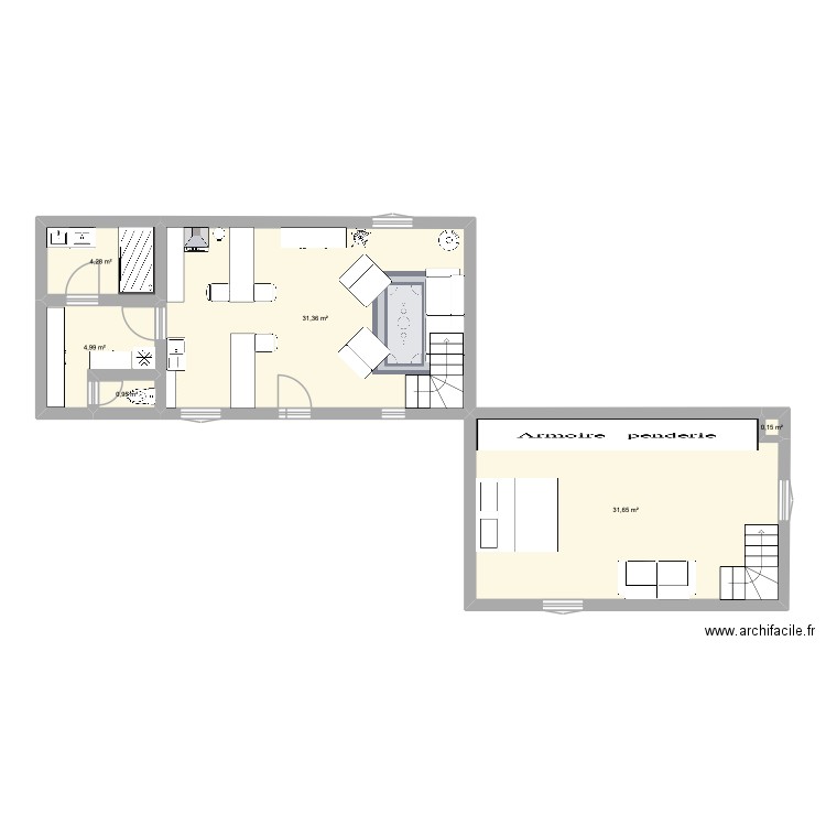 maison du love de zouzou. Plan de 6 pièces et 73 m2