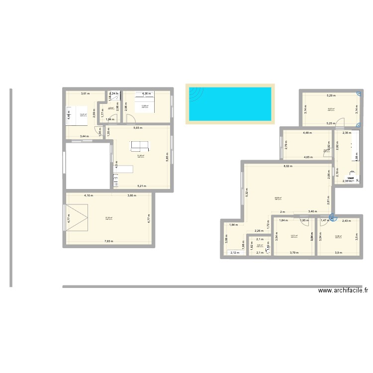 ANG001. Plan de 11 pièces et 221 m2