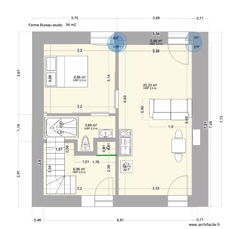 ferme bureau 14/01/26. Plan de 5 pièces et 43 m²