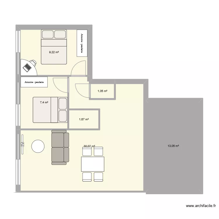 maison Ren&eacute; 2. Plan de 6 Pièces et 62 m²