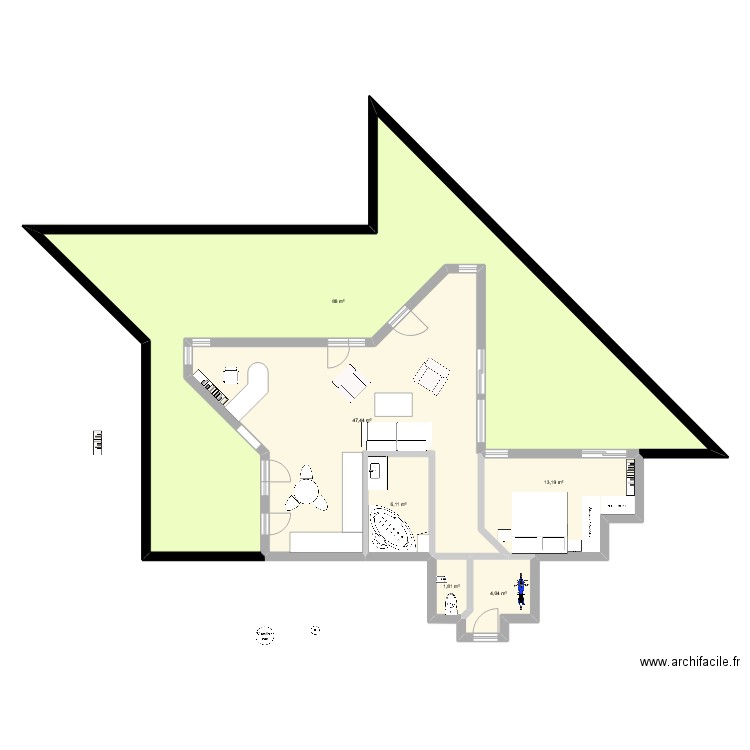 Renaudie v2. Plan de 6 pièces et 161 m2