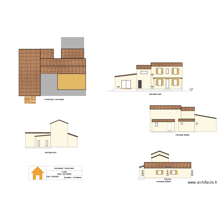 Plan façade avant véranda. Plan de 0 pièce et 0 m2