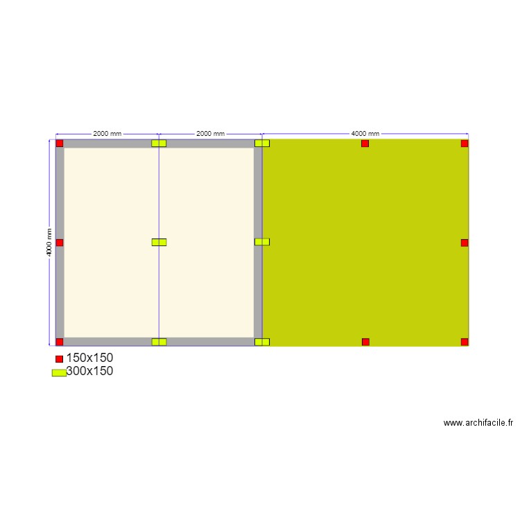 4x4 Гаэс сваи. Plan de 2 pièces et 28 m2