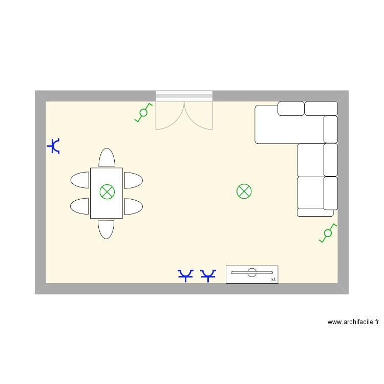 SALON VIVIENDA. Plan de 1 pièce et 32 m2
