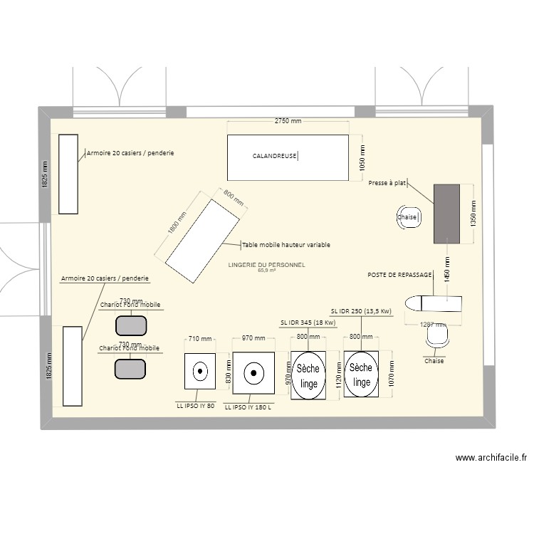 LINGERIE BA 14 04. Plan de 1 pièce et 66 m2