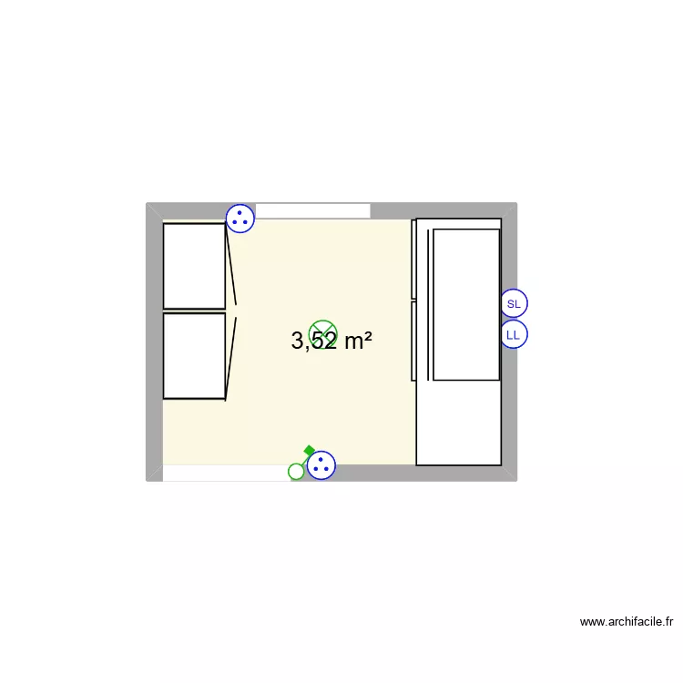 Buanderie. Plan de 1 pièce et 4 m² Buanderie. Plan de 1 pièce et 4 m²