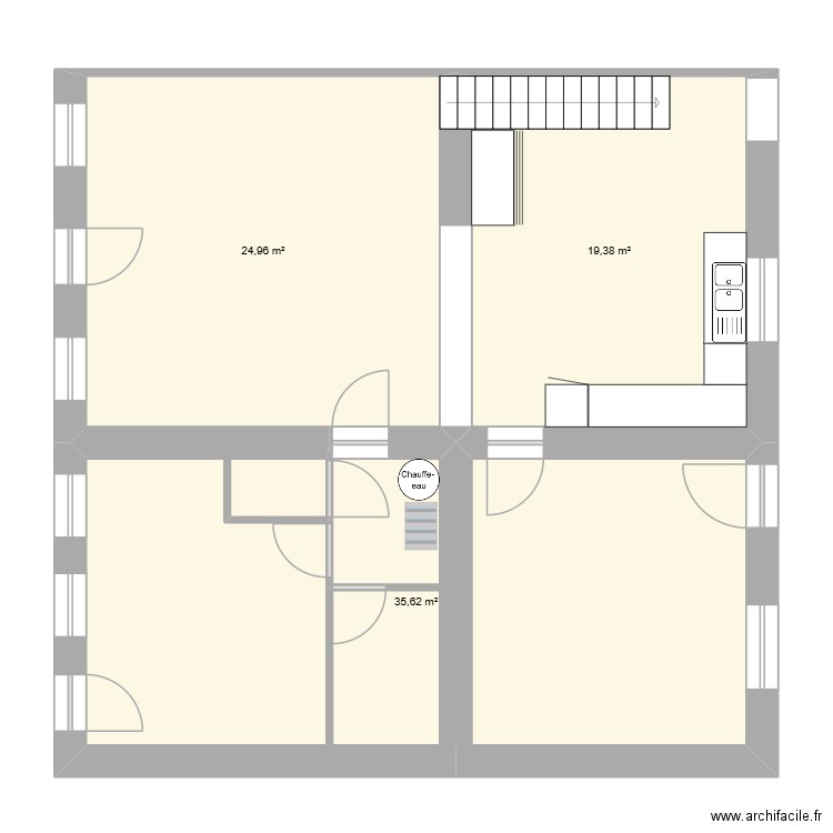 plan du deux. Plan de 3 pièces et 80 m2