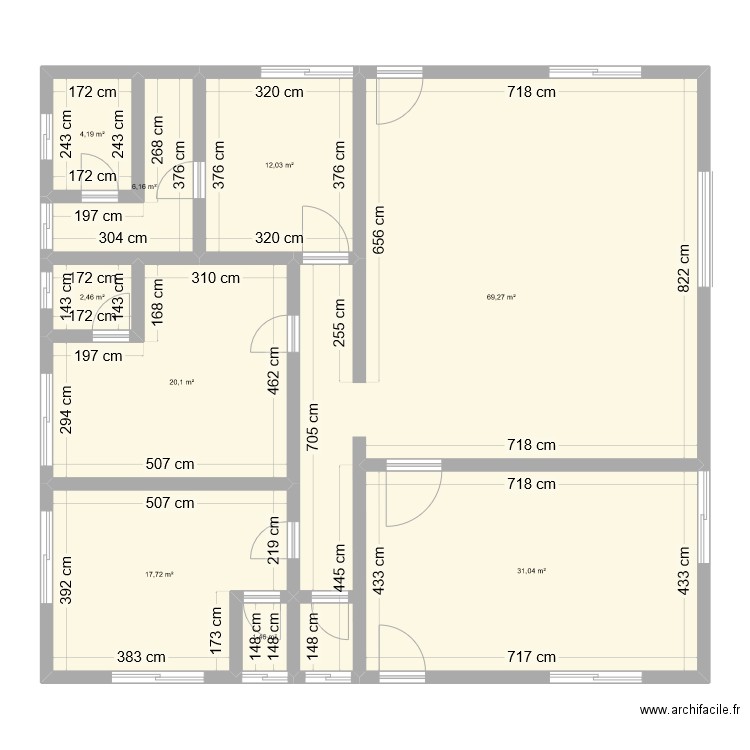 adjin08. Plan de 9 pièces et 164 m2