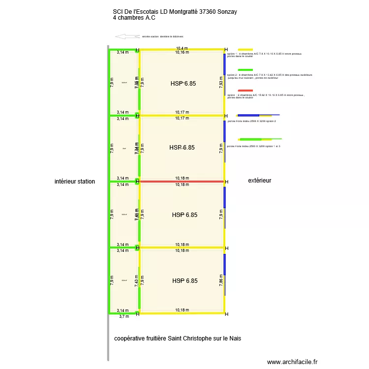 Sci de l'Escotais projetr n&deg;2 4 chambres A.C. Plan de 11  et 434 m²