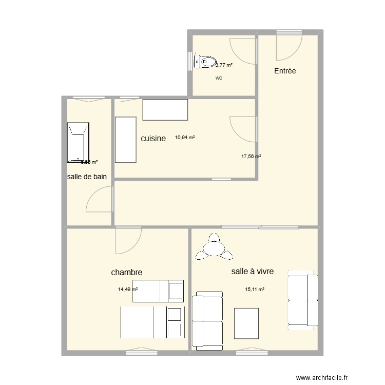 23/25 Edgard Quinet. Plan de 6 pièces et 67 m2
