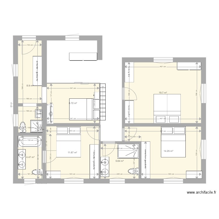 PROJET MAISON 12. Plan de 7 pièces et 73 m2