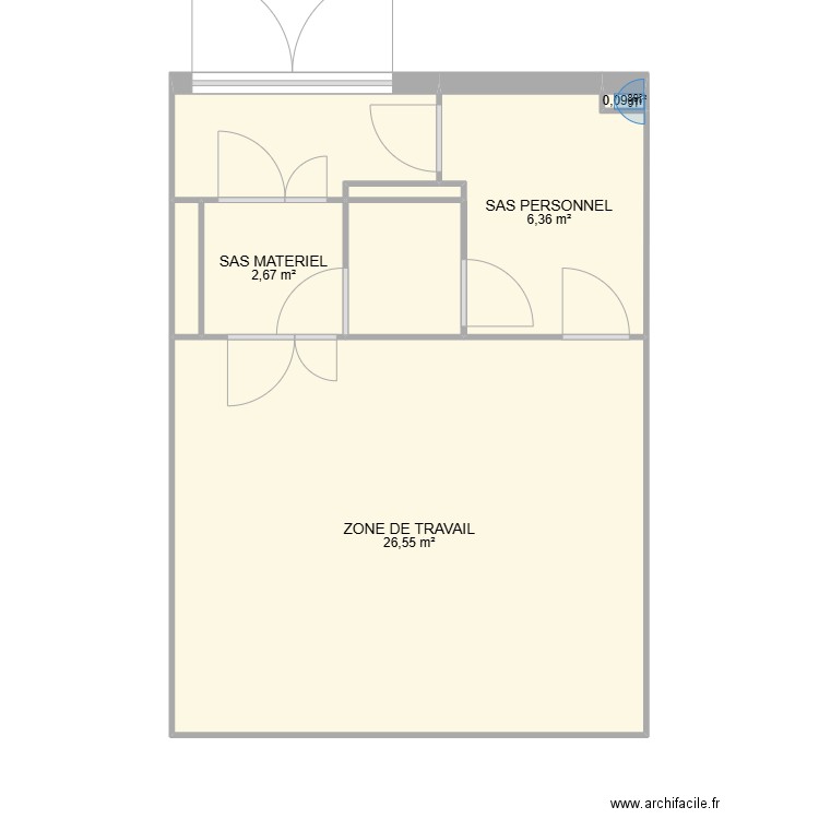 Salle Nutsche. Plan de 8 pièces et 42 m2