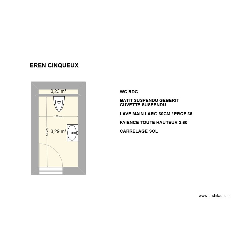 EREN WC RDC. Plan de 0 pièce et 0 m2