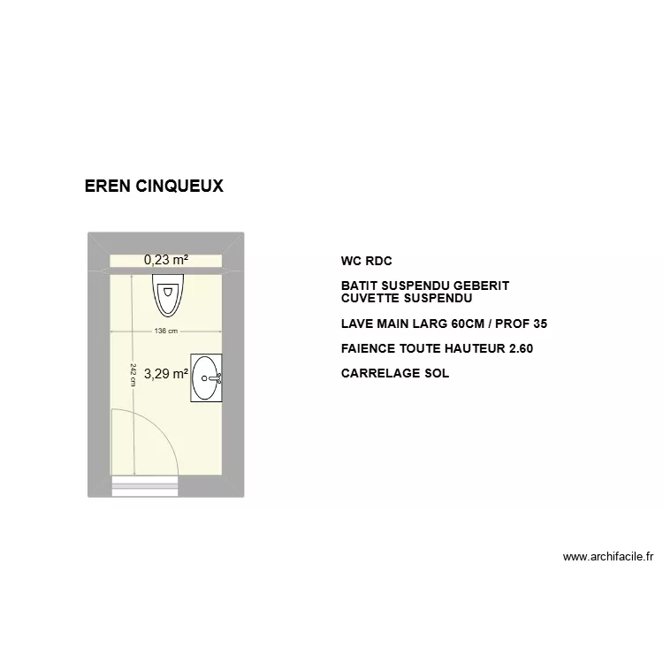 EREN WC RDC. Plan de EREN WC RDC. Plan de