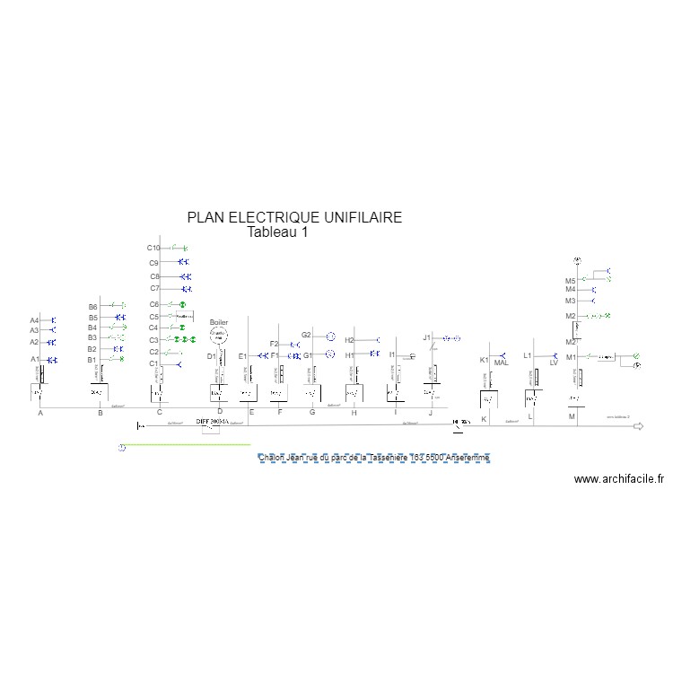 PLAN ELECTRIQUE UNIFILAIRE JEAN. Plan de 0 pièce et 0 m2