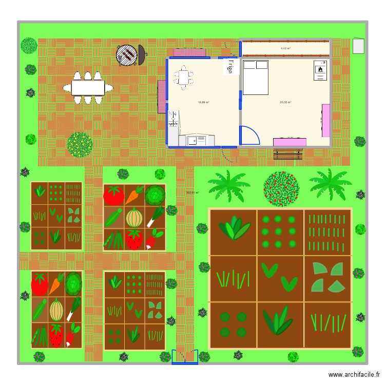 Chalet Jardin. Plan de 4 pièces et 400 m2