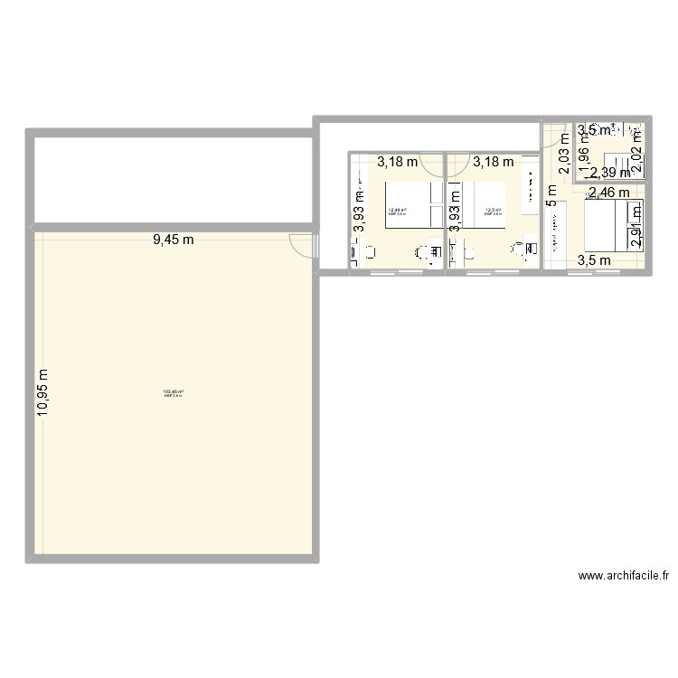 maison. Plan de 4 pièces et 146 m2