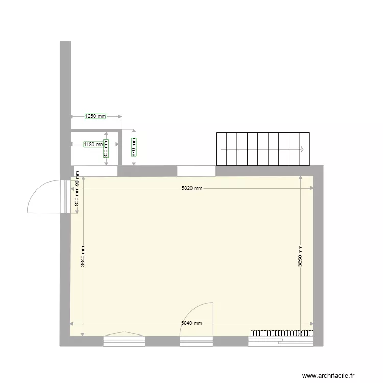 sigean Salon. Plan de 1  et 22 m²