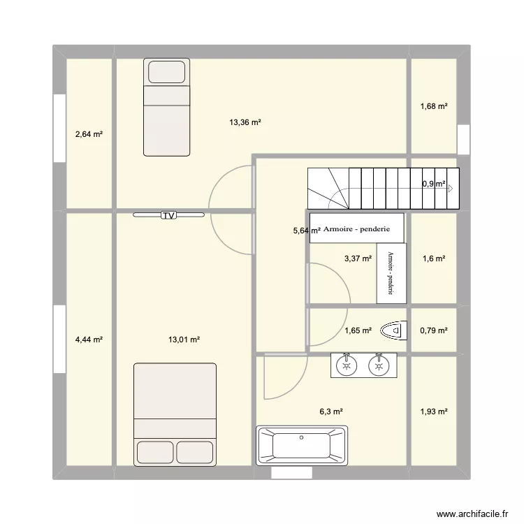 PLAN MONETEAU. Plan de 13 Pièces et 57 m² PLAN MONETEAU. Plan de 13 Pièces et 57 m²