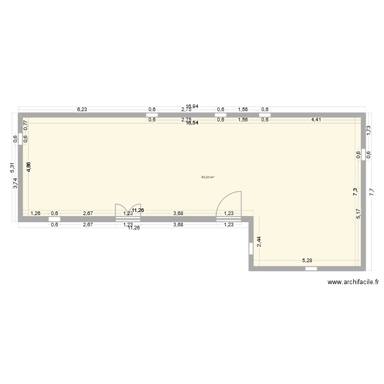 Idée 2. Plan de 1 pièce et 93 m2