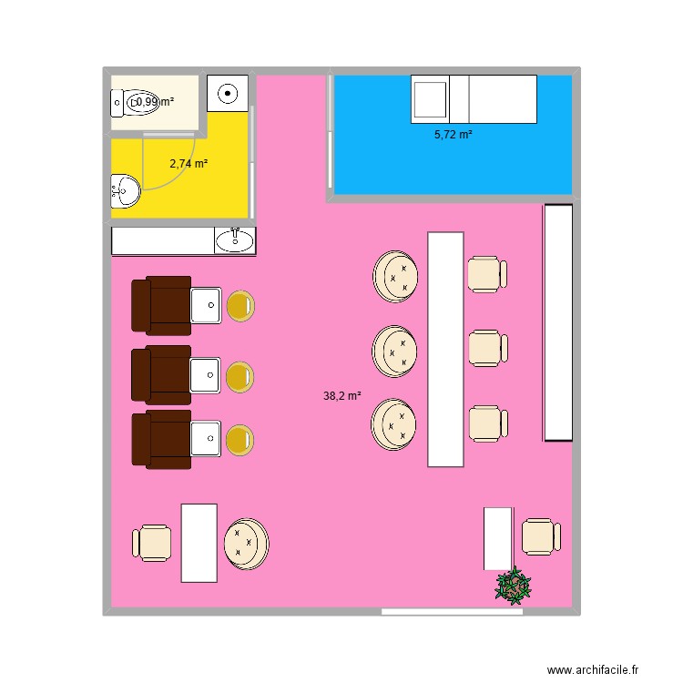LN Onglerie 2. Plan de 4 pièces et 48 m2
