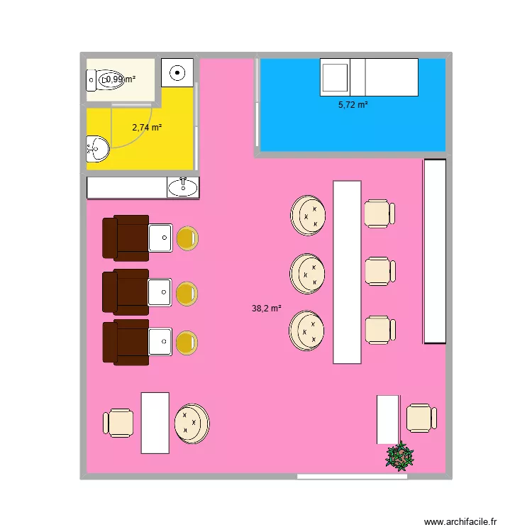 LN Onglerie 2. Plan de 4  et 48 m²