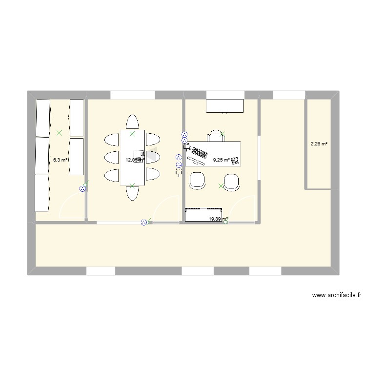 Etage STJ 2. Plan de 5 pièces et 50 m2