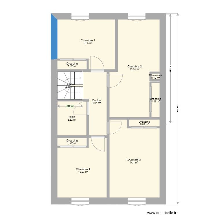 Maison 1 etage 2025 3. Plan de 12 pièces et 65 m2