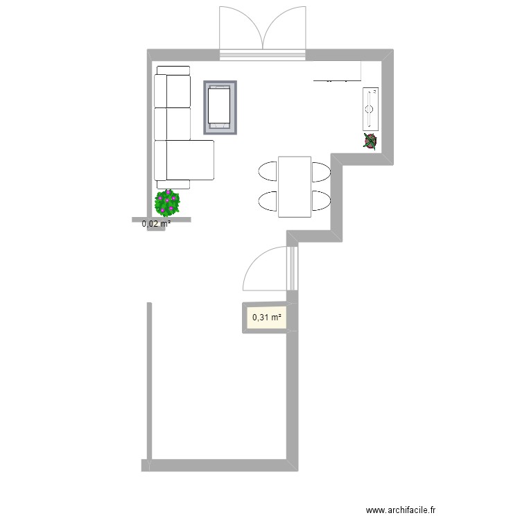 salon. Plan de 2 pièces et 0 m2