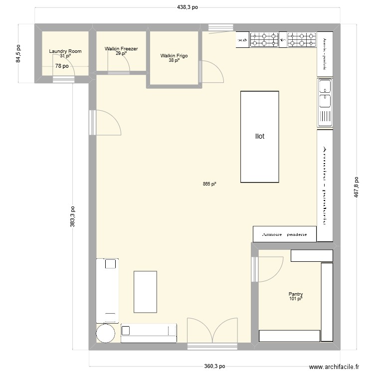 Plan Cuisine CAB. Plan de 5 pièces et 99 m2