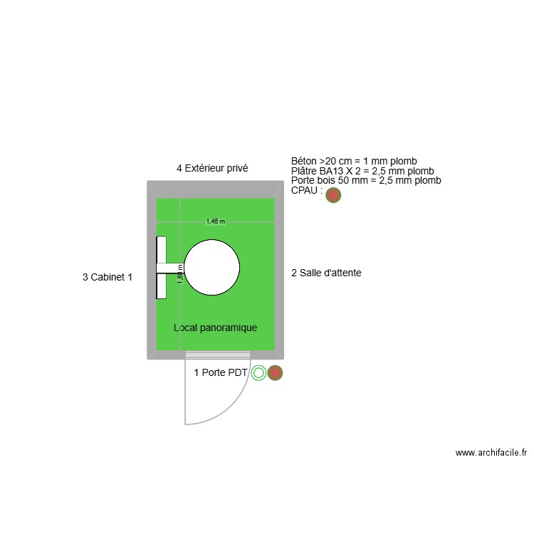 10516 Local panoramique. Plan de 1 pièce et 3 m2
