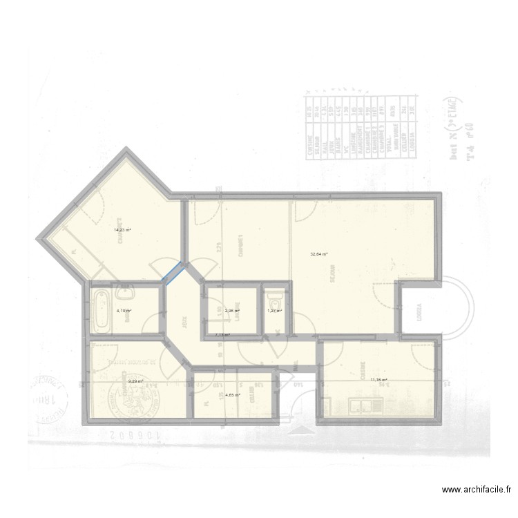 fefefe. Plan de 0 pièce et 0 m2