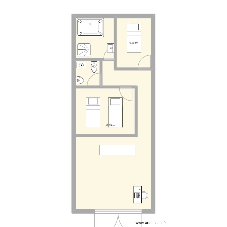 BS ITALIA. Plan de 2 pièces et 55 m2