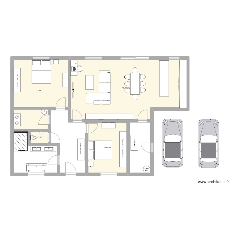 Maison 2. Plan de 4 pièces et 84 m2