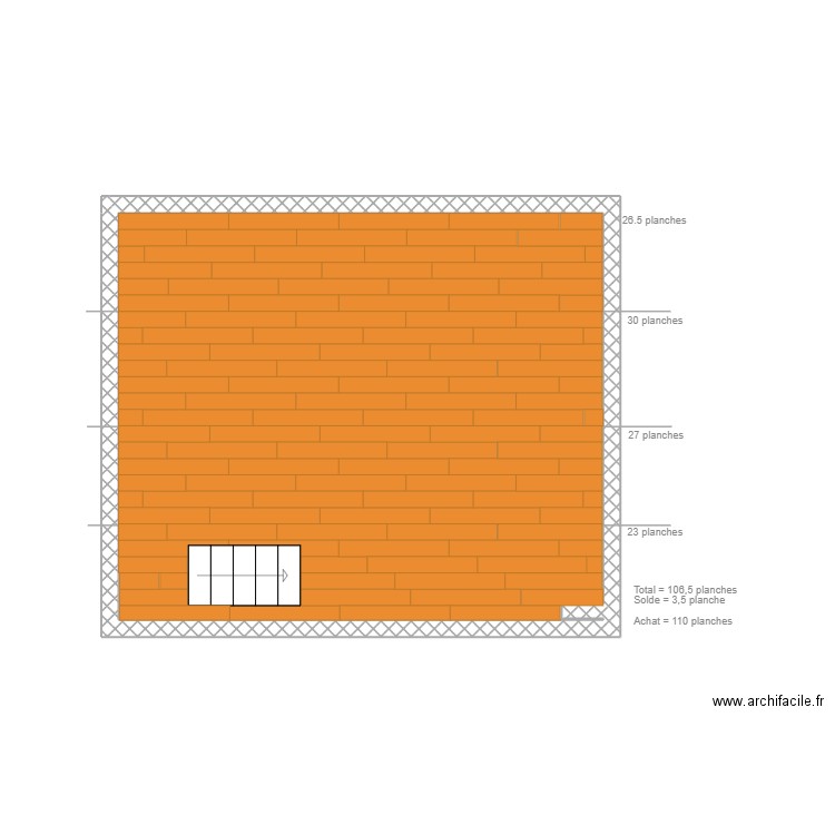 Calepinage galeta H1. Plan de 1 pièce et 27 m2