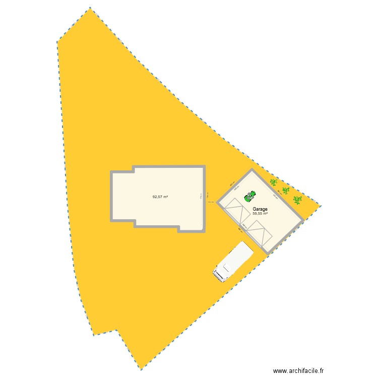 garage ch. Plan de 2 pièces et 152 m2