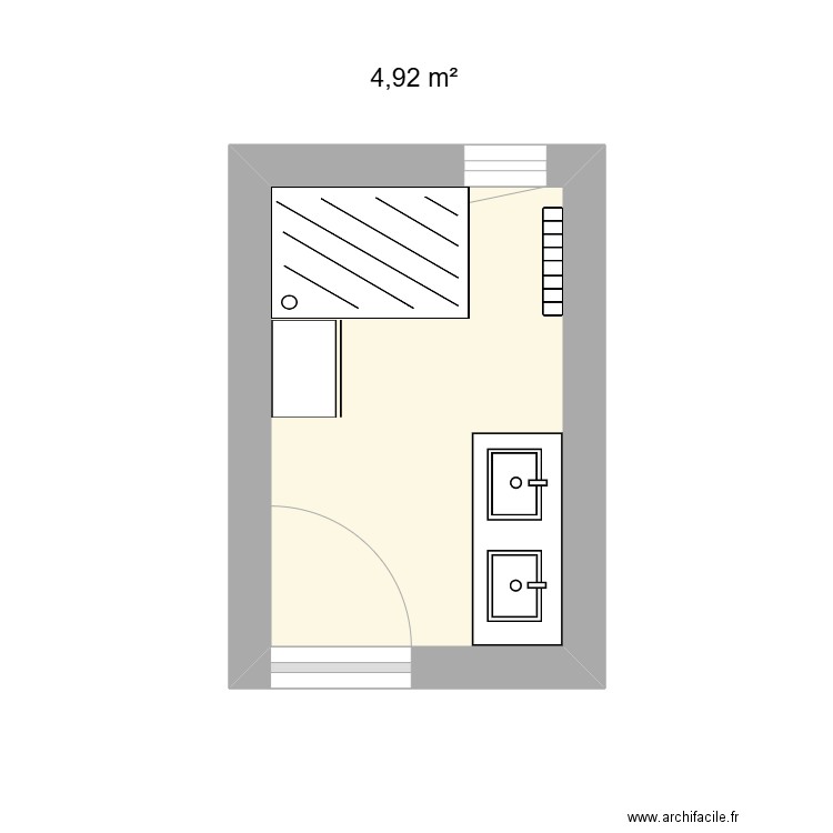Salle de bains bas. Plan de 1 pièce et 5 m2