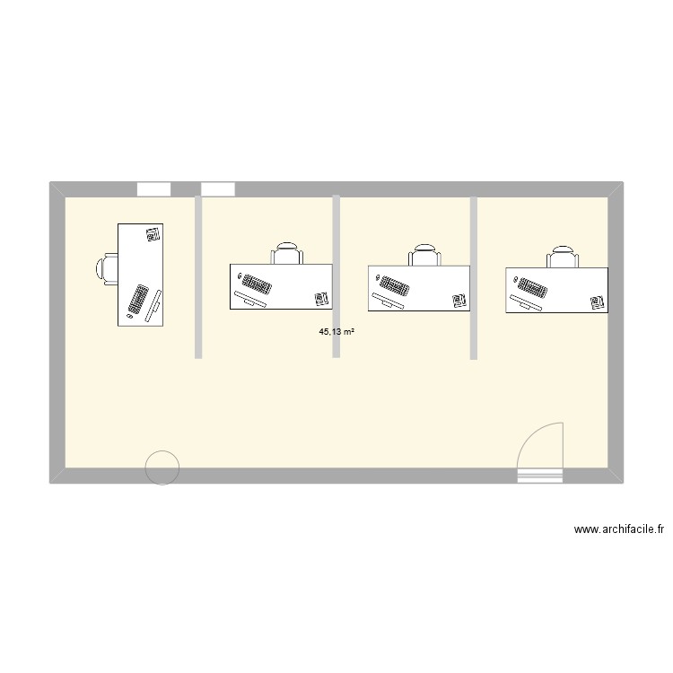 Bureau CA. Plan de 1 pièce et 45 m2