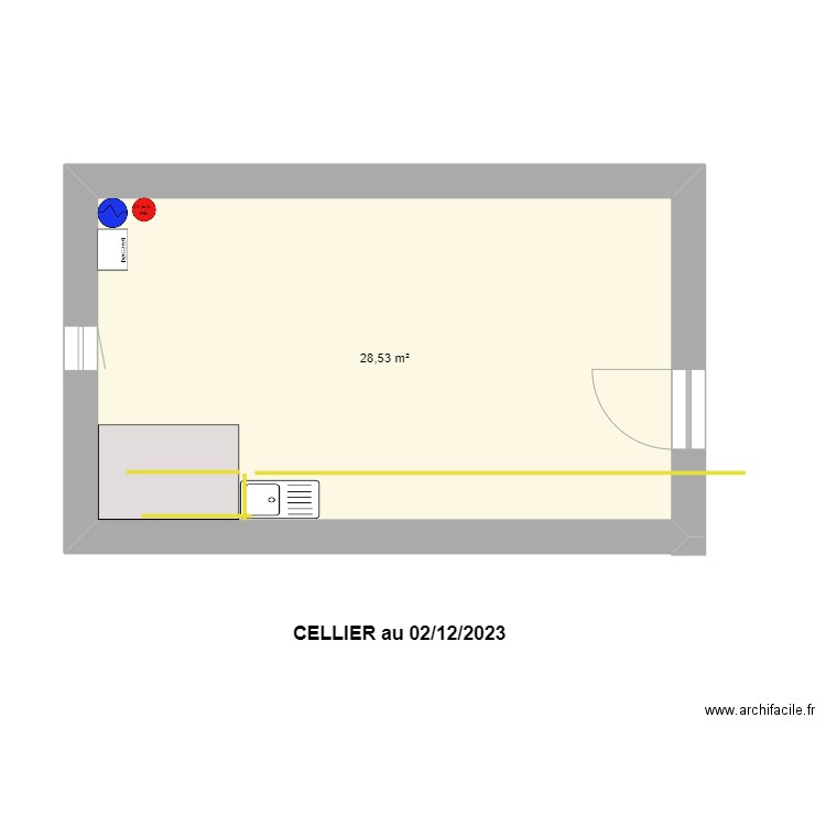 Cellier 2023. Plan de 1 pièce et 29 m2