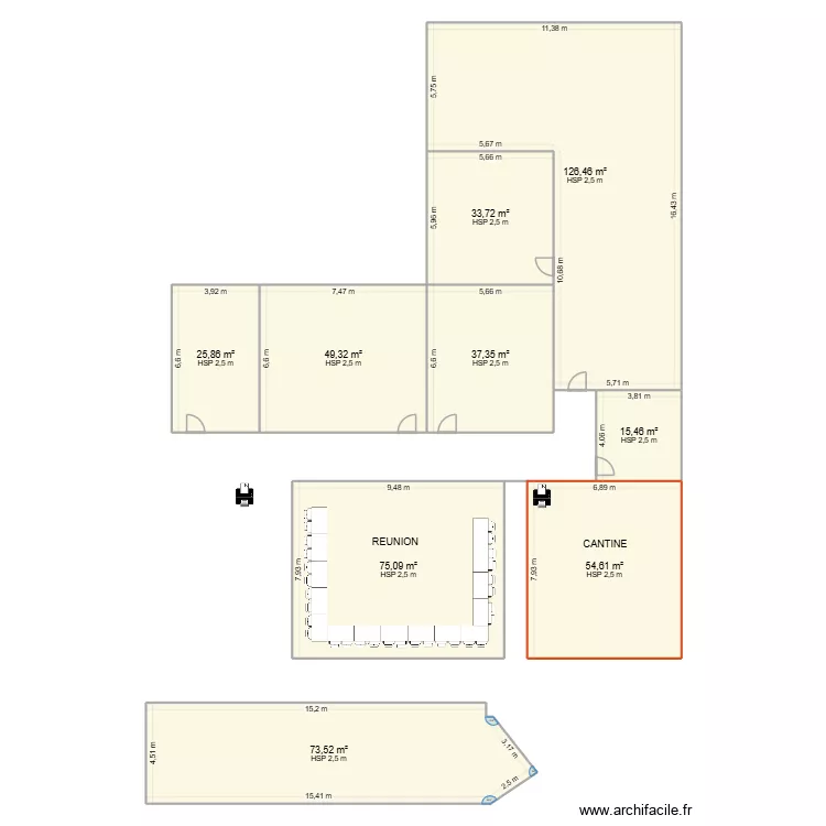 BH vierge fini. Plan de 9  et 491 m²