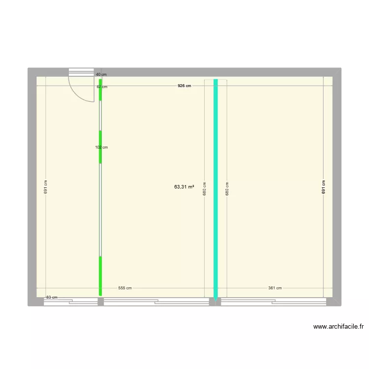 chez moi. Plan de 1 pièce et 63 m²
